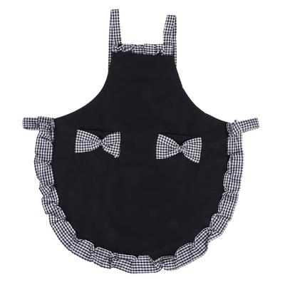 Delantal Vintage Lindo para Mujer Decoración de Encaje con Lazo con Bolsillo para Suministros de Cocina Negro