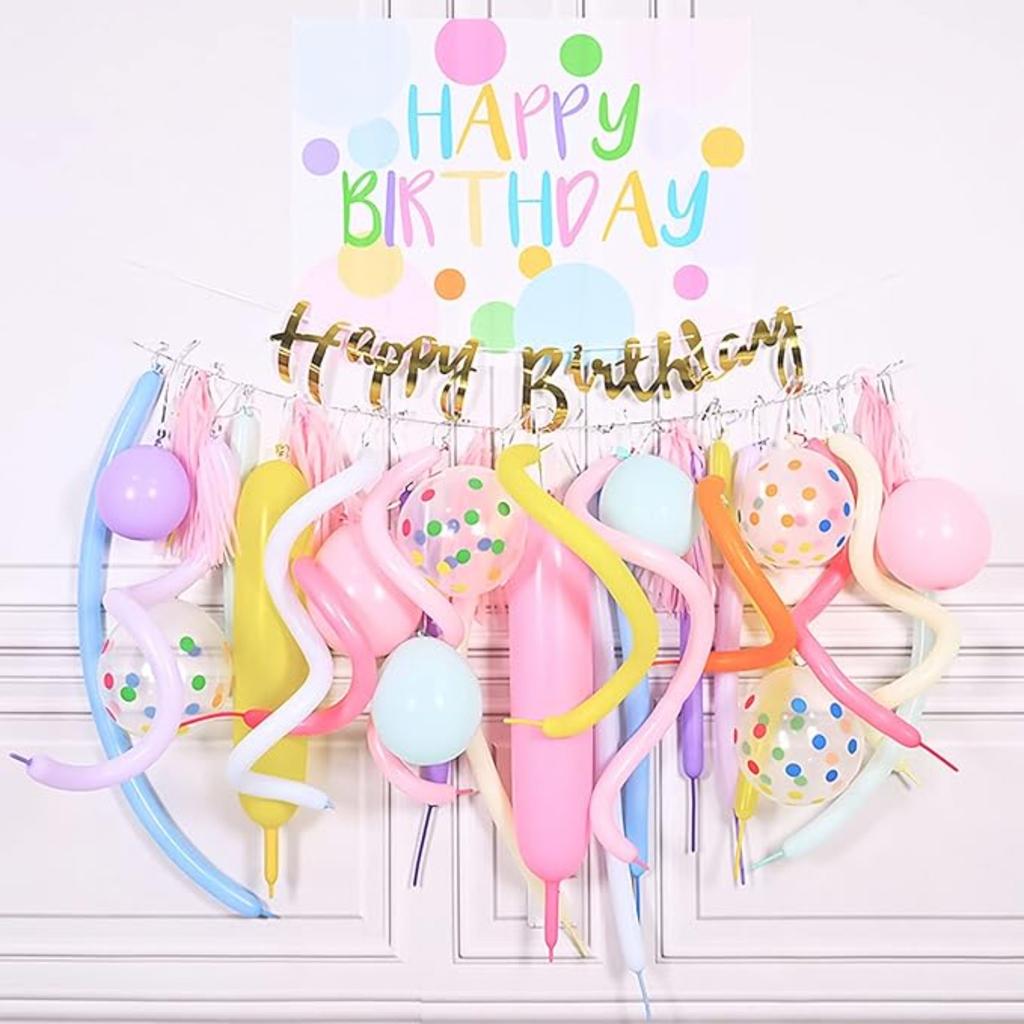 100 Pcs Long Twisting Balloons DIY 260 Latex for Birthday Wedding Decor, Party Decoration, Ties (Macaron)