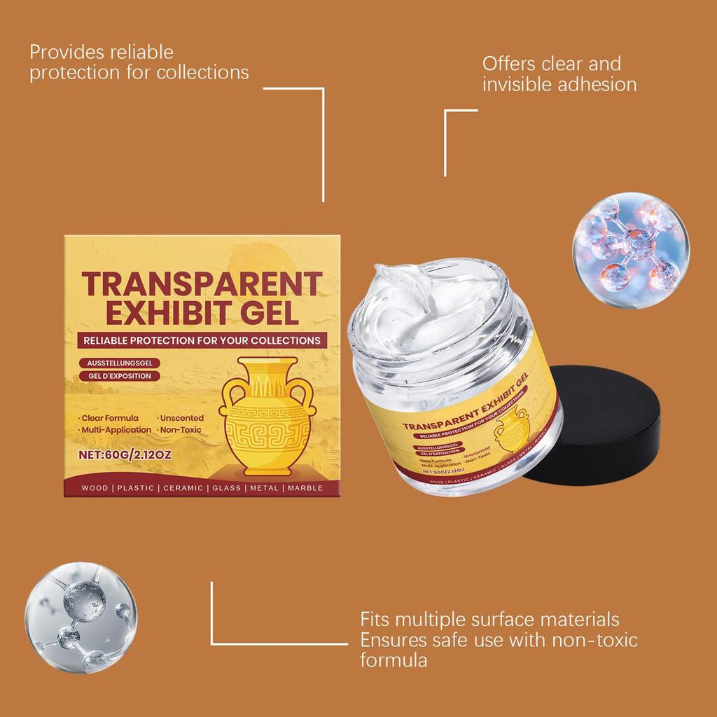 60g Gel per Musei Trasparente Pasta per Musei Rimovibile Stucco Cera Rimovibile Riutilizzabile Senza Residui Adesivo Trasparente Stucco per Esposizioni Gel Trasparente
