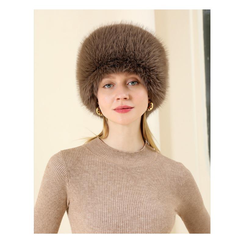 Mao Hat, Winter, Warm, Thick, Plush, Empty Top Hat, Solid Color Headband