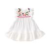 Infant Baby Girls Cotton Linen Dresses Pleated Short Sleeve Delicate Embroidery Swing White Dress Summer Leisure Dress