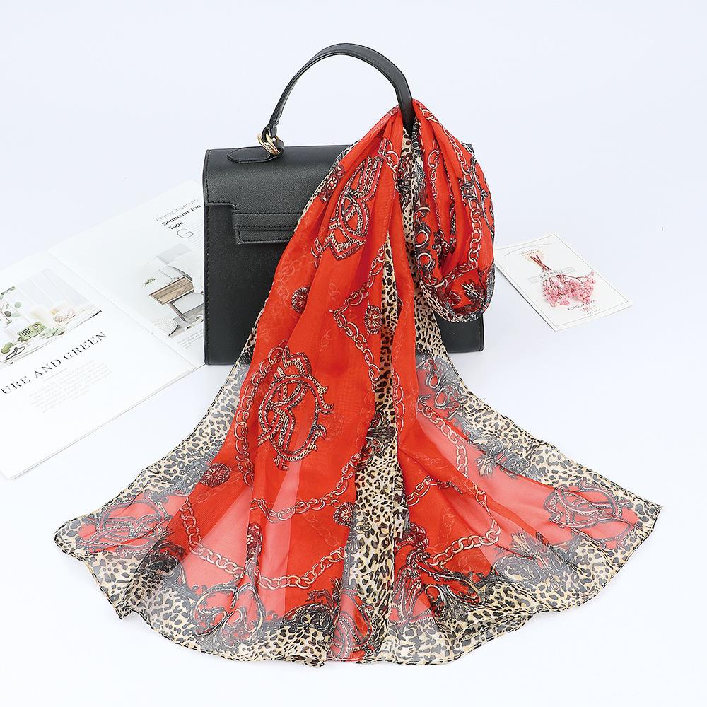 New Fashion Summer Women Leopard Beach Scarf Chiffon Silk Shawls Headband Female Headband Wraps Sunscreen Hijab