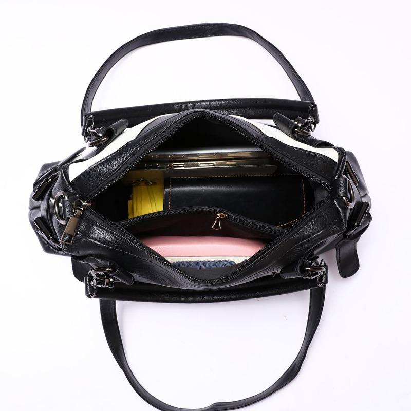 Bags Women's Fashion Portable Large Bag Soft Leather Contrast Color Large Capacity Women's Shoulder Bag Tide