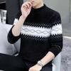 Men's High-End Fleece-Lined Winter Sweater, Half-High Collar, Korean Style, Warm Casual Knit for Teens & Students.
