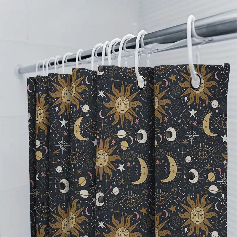 Boho Duschvorhang Himmlisches Dekor Mond Sterne Hexen Ästhetik Wandteppich Badezimmer Set Vintage Mystische Heimdekoration Wandbehang
