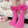 Women Girls Winter Thick Coral Fleece Cartoon Big Mouth Monster Plush Sleep Socks Warm Soft Home Socks