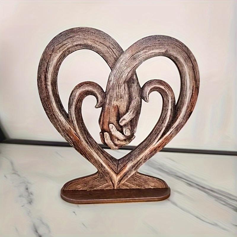 Valentinstag Geschenk Herz Hände haltend Kunst Skulptur Holz Wandbehang Flaches Herz Hände haltend Ewige Liebe