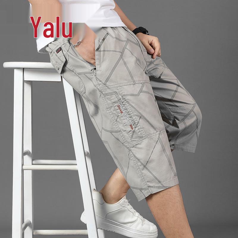 Yalu Men's Pure Cotton 3/4 Cargo Shorts