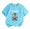 Kids Boys Girls Crew Neck Short Sleeve 100% Cotton T-Shirt, Cartoon Superhero Green Strong Hero Print Casual Comfortable Breathable Top For Daily Outd