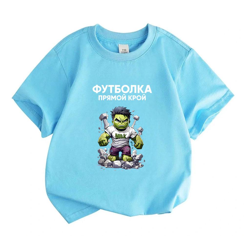 Kids Boys Girls Crew Neck Short Sleeve 100% Cotton T-Shirt, Cartoon Superhero Green Strong Hero Print Casual Comfortable Breathable Top For Daily Outd