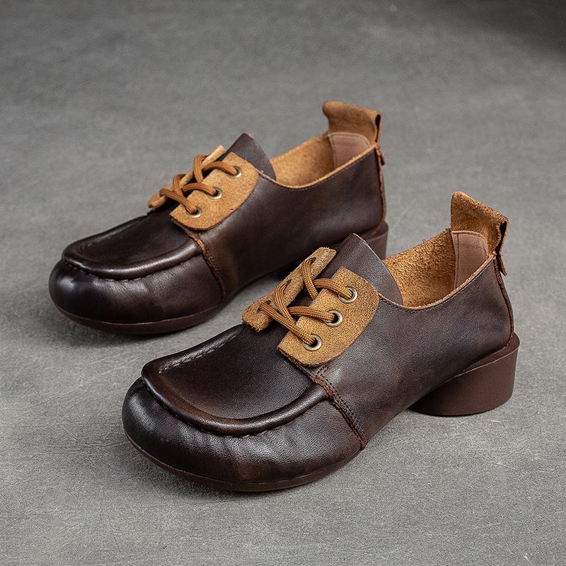 

Johnature, удобные женские туфли-лодочки из натуральной кожи, универсальные туфли ручной работы на мягкой подошве в стиле ретро с круглым носком на низком каблуке 40 серый