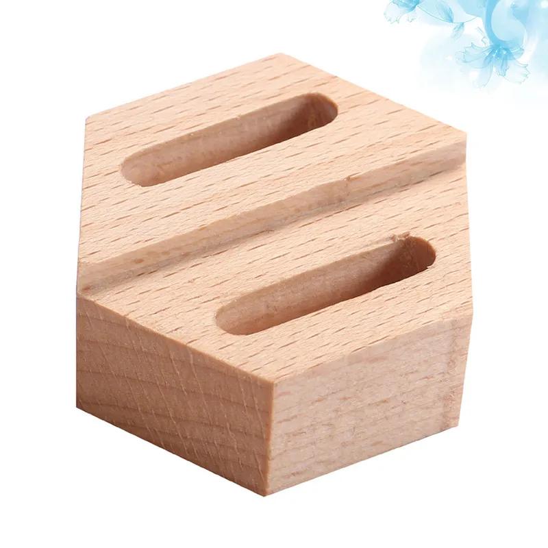 Box Two-Tier Holder Stand For Jewelry Showcase Anti-Slip Base Geometric Design Ring Display Stand Wooden Rings Holder Geometric
