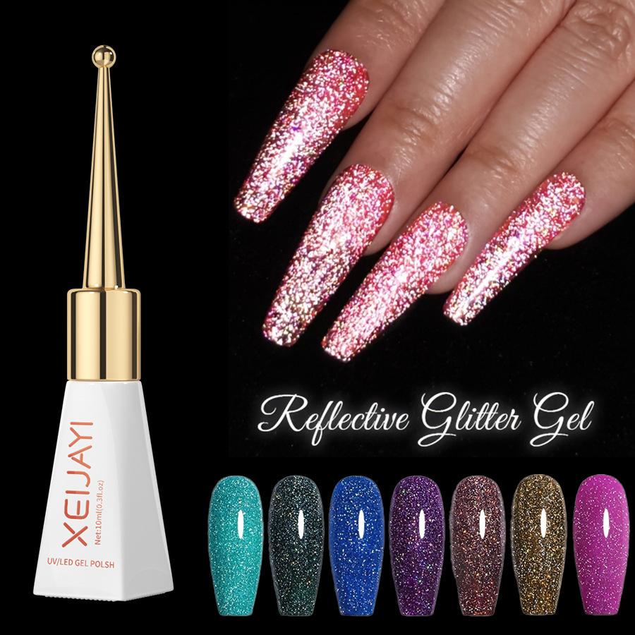 Multicolor Holographic Glitter Gel Polish Intense Sparkle 3D Diamond Shimmer Metallic Flash UV/LED Cured