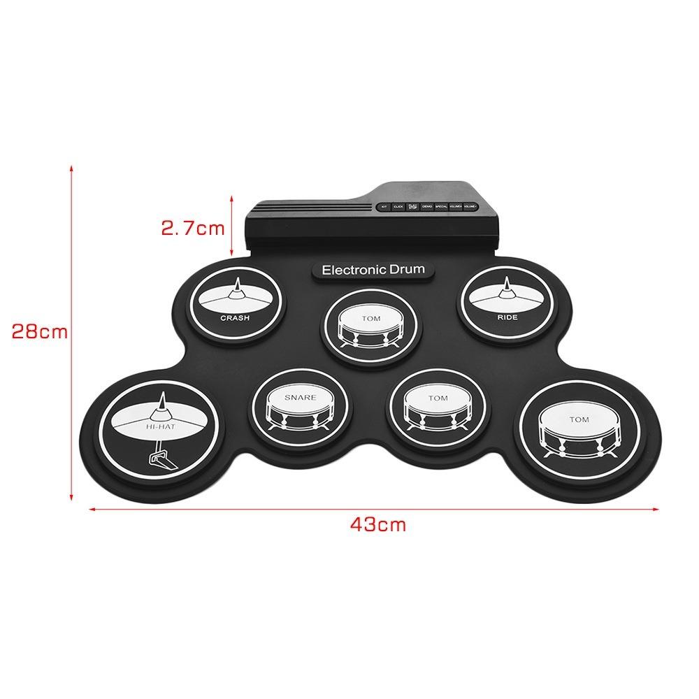 Folding Electric Drum Set Silicone Practice Drums Pad Kit Portable Music Drums