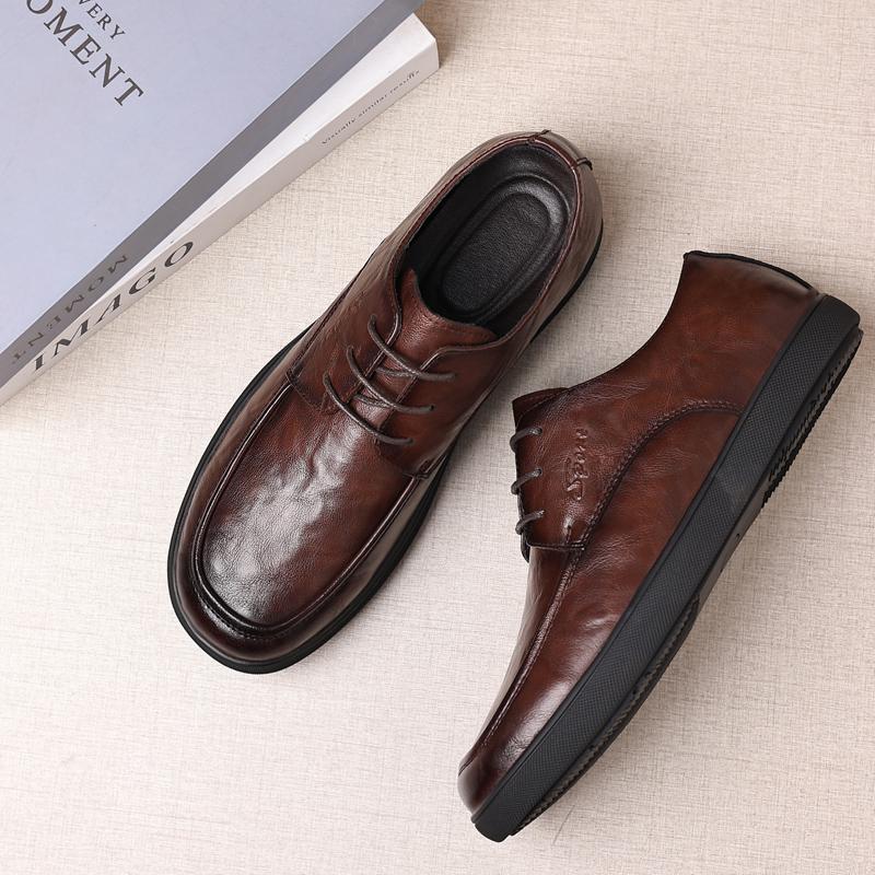 Fashion Trendy Men's Casual Shoes lace up Simple Men's Retro Leather Shoes lace up oxfords Elegant Formal Commuter men Work Shoes