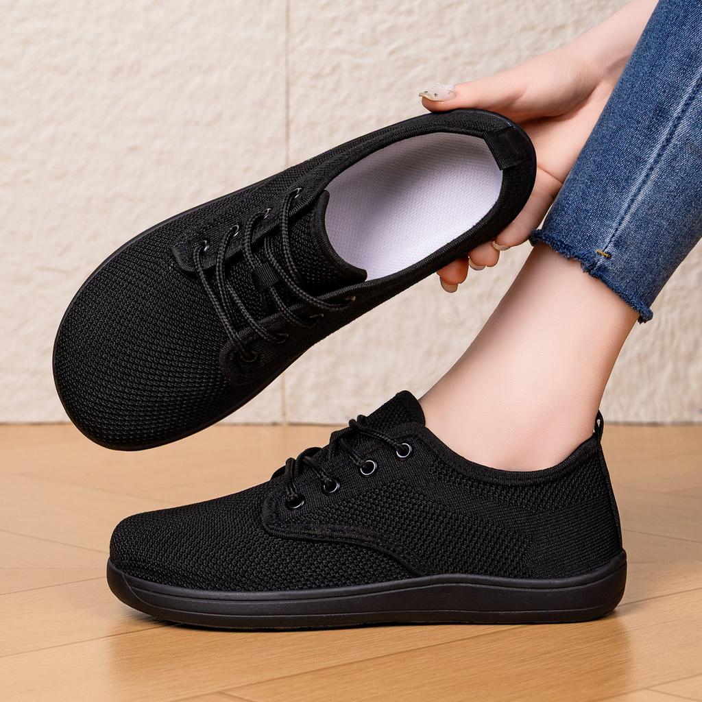Breathable Knitted Womens Shoes Wide Toe Box Cross Border Comfortable Lightweight Casual Shoes Big Size N Slip