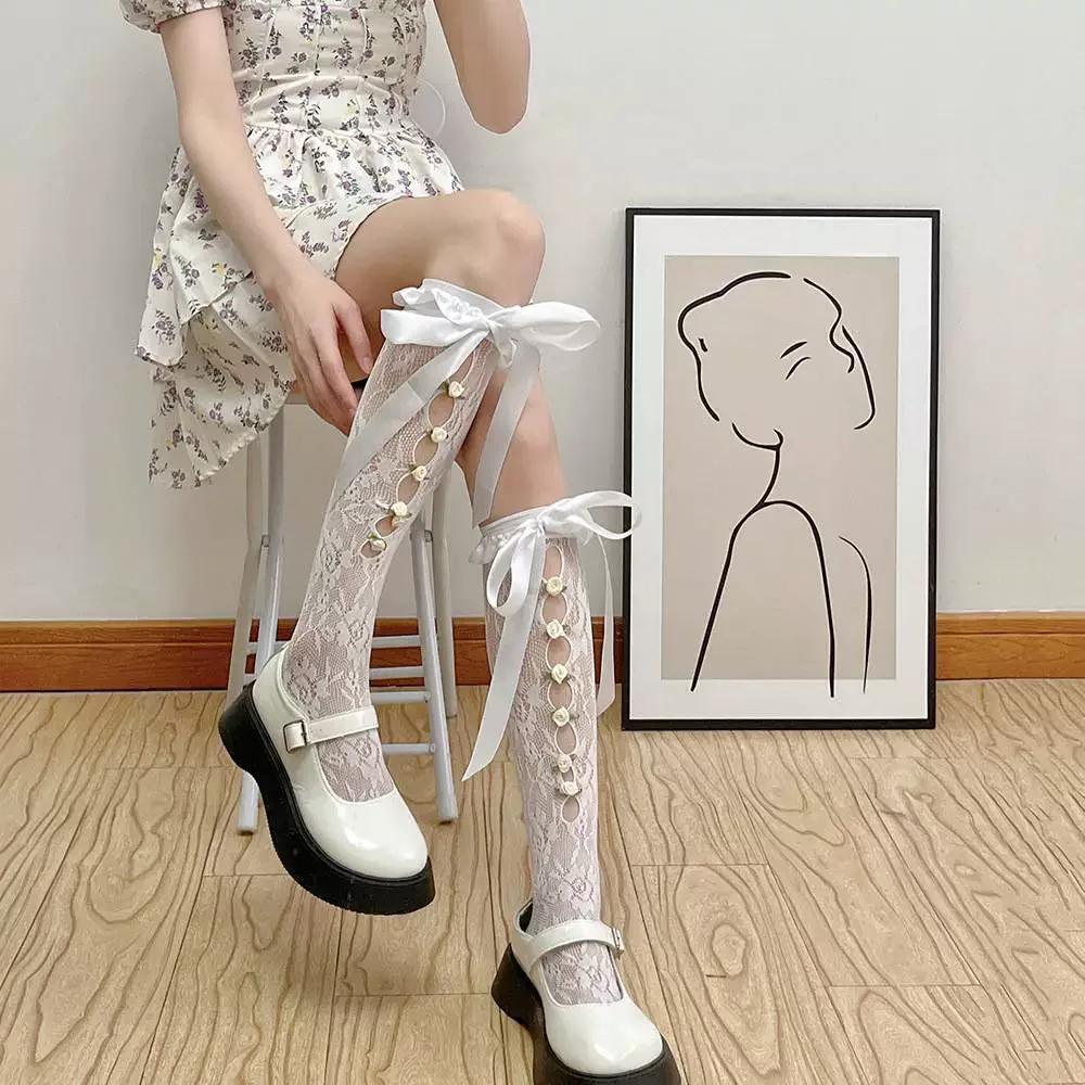 Ultra-Thin Lace Mid-Calf Long Tube Socks Women's Stockings Knee-High Over-The-Knee Summer Short Socks Leggings Accessories