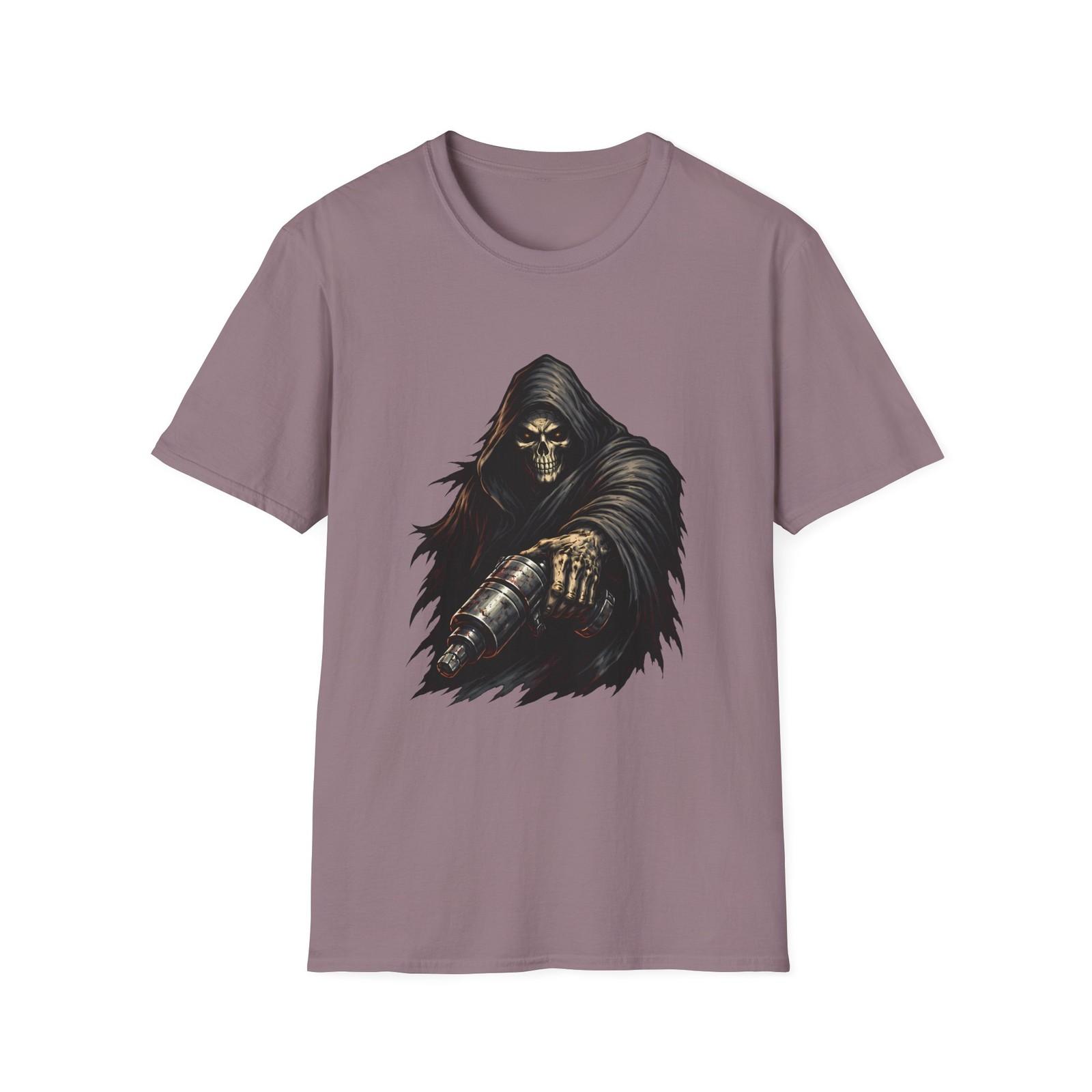 Mechanic Reaper Impact Gun Fantasy Skull Tool Garage Unisex Softstyle T-Shirt S