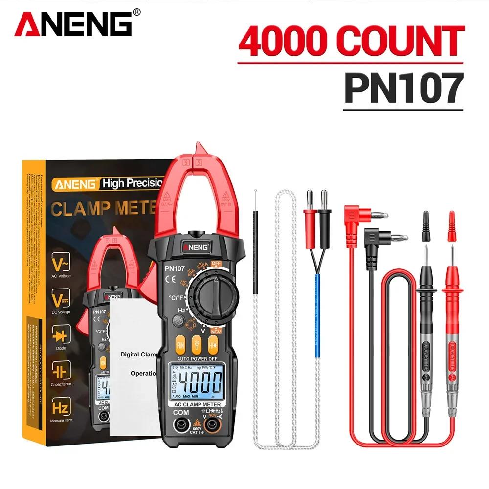 ANENG PN107 Voltmeter Ammeter NCV Diode with Temperature Digital Clamp Meter 600A AC Frequency Professional Tool Current Tester