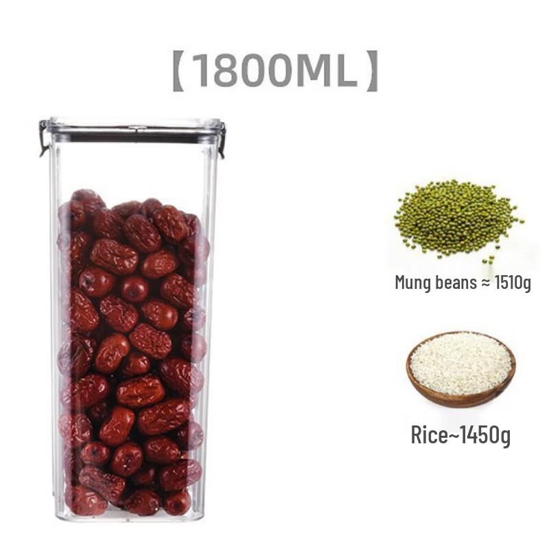 ZISIZ 1800ml Square Plastic Airtight Food Storage Container