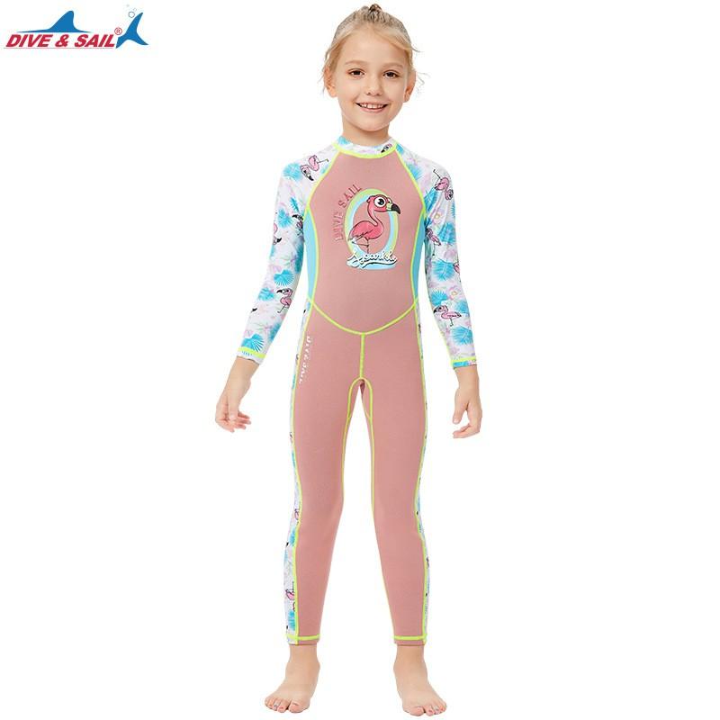 Kids 2mm Neoprene Wetsuit Snorkeling Swimming Surfing UV Protection Long Sleeve Dive Suit Girls