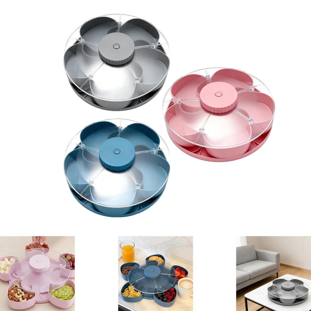 Portable Five Compartment Snackle Box Clear Food Organizer Luxury Decorative Tray for Table Use