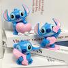 6Pcs/Set New Stitch Sweet Pink Series Cute Action Figure Doll Toy Desktop Decor Collectible Toys Girlfriend Gifts PVC Poseable Articulated Scale