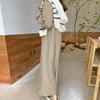 Ladies Fall Spring Dress Loose Lapel Long Sleeve Solid Color V Neck Soft