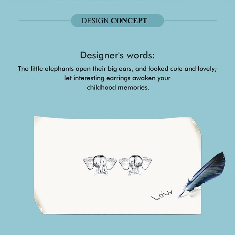 WOSTU 925 Sterling Silver Lovely Interesting Elephant Earrings for Women Jewelry
