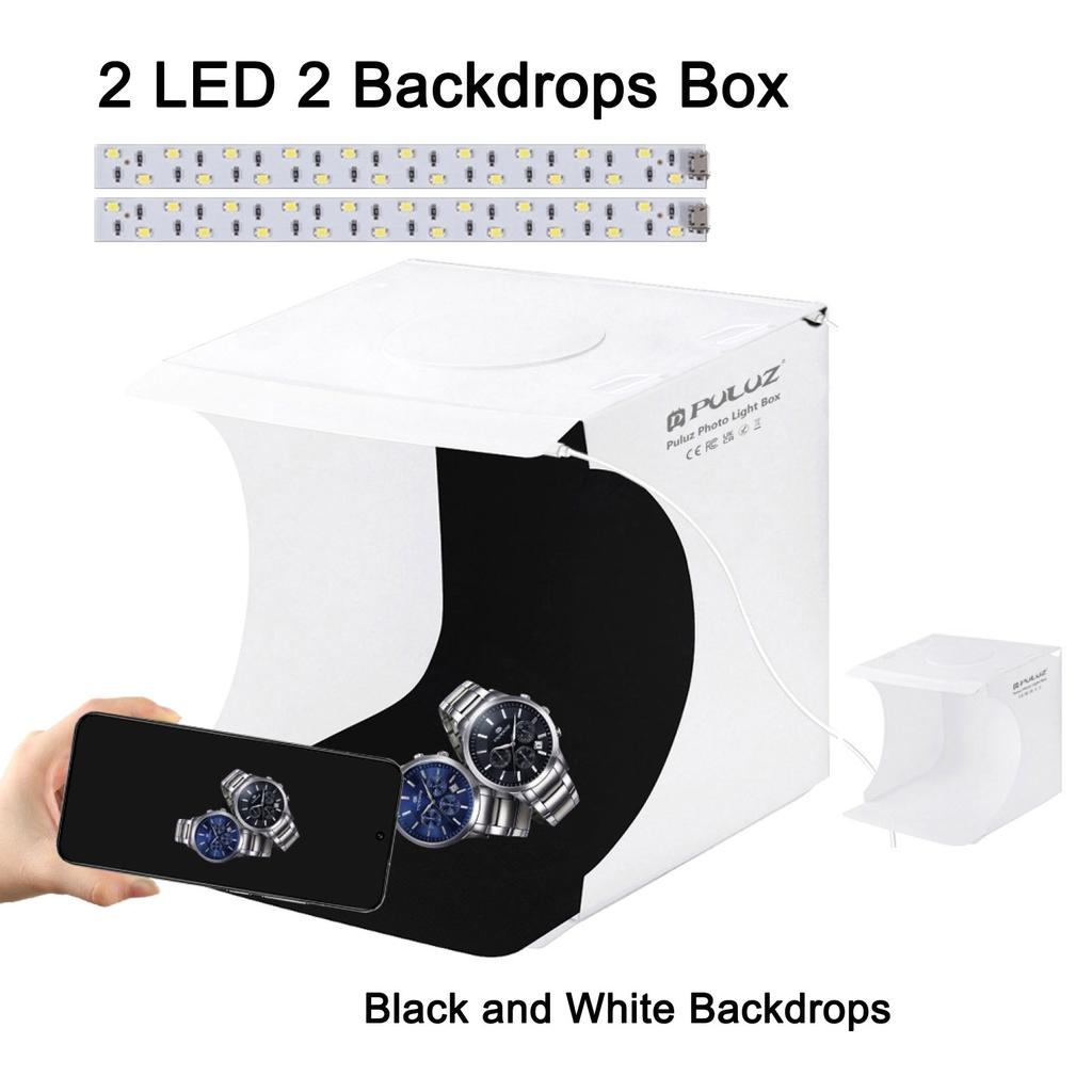 20cm Mini LED Panels Folding Portable Light Photo Lighting Desktop Studio Shooting Tent Box Kit with 2 / 6 Colors Backdrops
