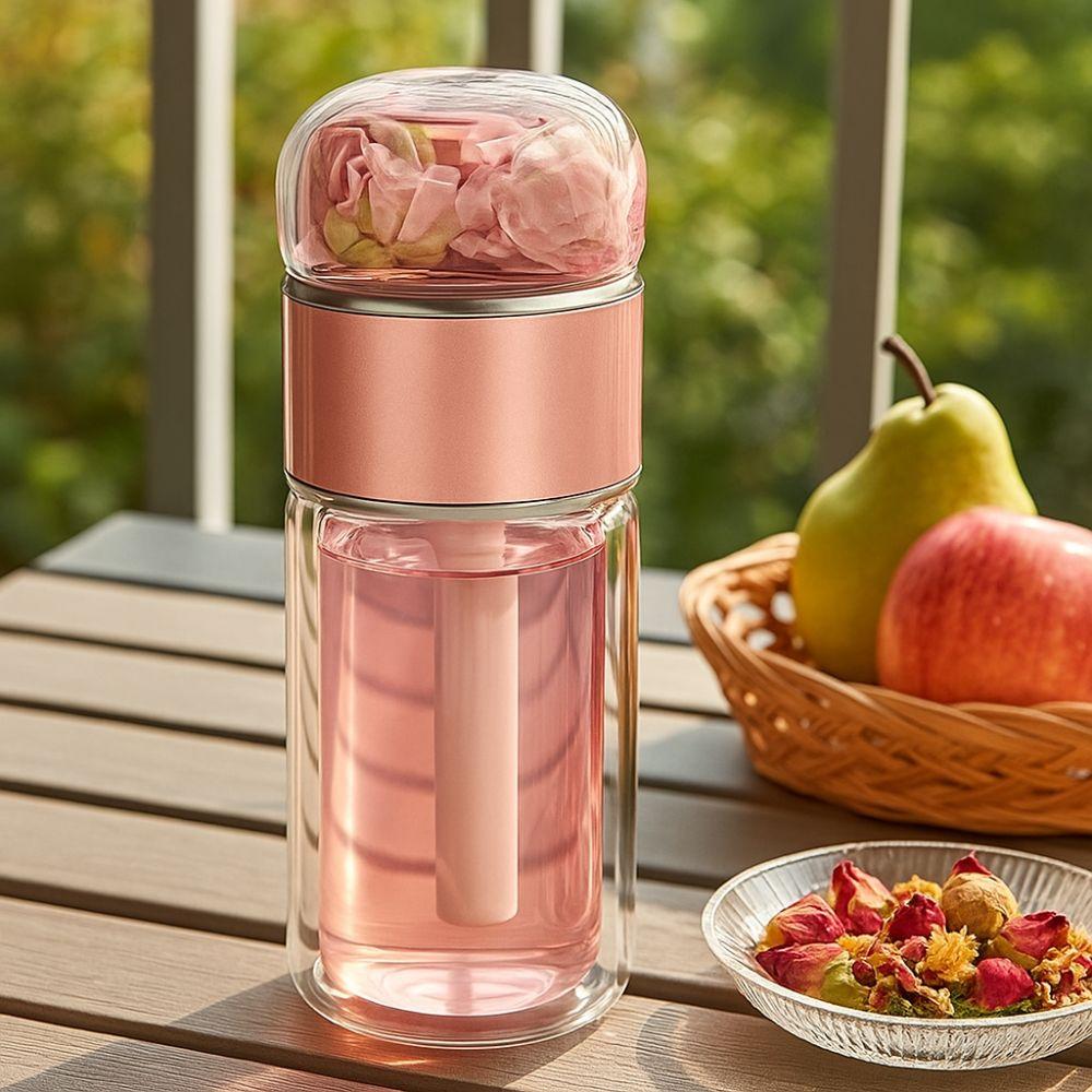 350ml Glass Tea Water Bottle Double Layer Flower Tea Cup Tumbler Tea Infuser Bottle  Office