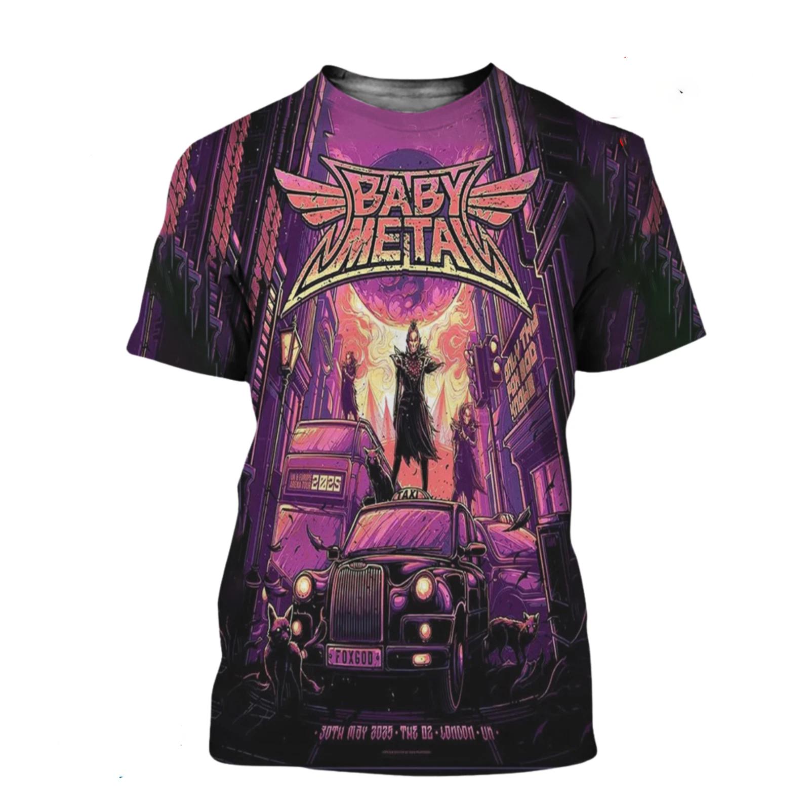 Babymetal Japanische Mädchenband Metal Rock T-Shirt 3D Druck Herren Damen Hip-Hop Trend Kurzarm T-Shirts Mode Übergroßes Streetwear Oberteil 6XL black