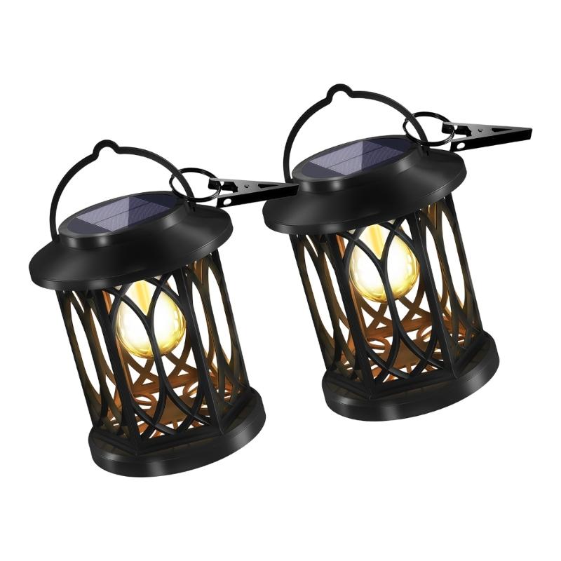 Solar Flame Hanging Lamp Creative LED Solar Courtyard Lamp with Handle Outdoor Garden Landscape Lamp Easy to Use