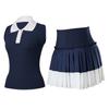 Womens Tennis Golf Polo Vest High-Waisted Pleated Skort Set Quick-Dry Sportswear Activewear