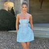 Summer European & American Women's Solid Color Jacquard Strapless Bow Dress