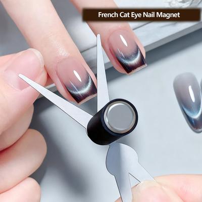 Sada magnetů pro francouzskou nail art s dvojitou hlavou Magnetická tyčinka Cat Eye Kombinace Nail Art DIY V-tvarovaný efekt Magnet na gelový lak