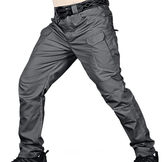 

Мужские тактические тренировочные брюки из смеси хлопка и льна с несколькими карманами, городские брюки-карго, облегающие беговые брюки для тренировок, рыбалки на открытом воздухе 2XL серый
