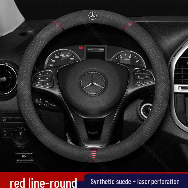 Breathable Non-Slip Leather Steering Wheel Cover for 21-23 Mercedes-Benz EQB