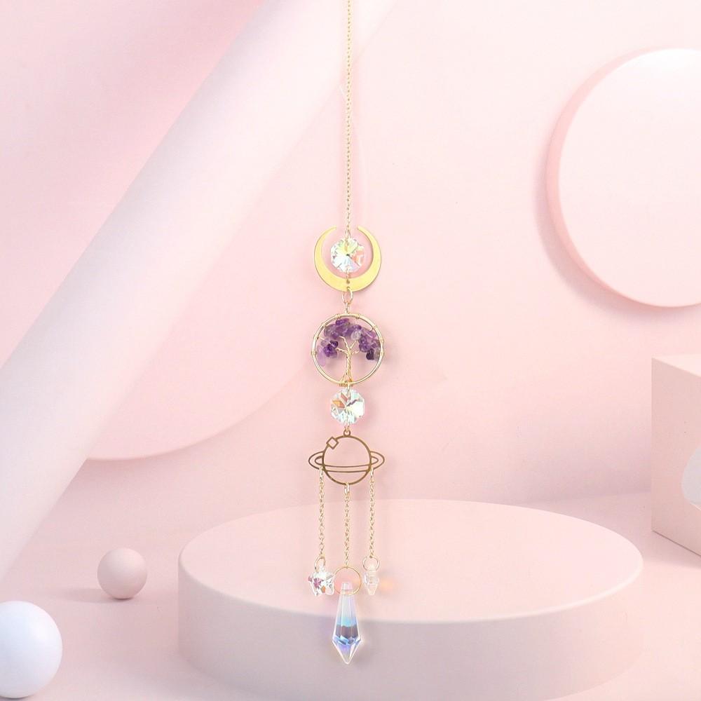 Sun Catcher Gold Moon Tree Of Life Agate Sunlight Decor For Windows