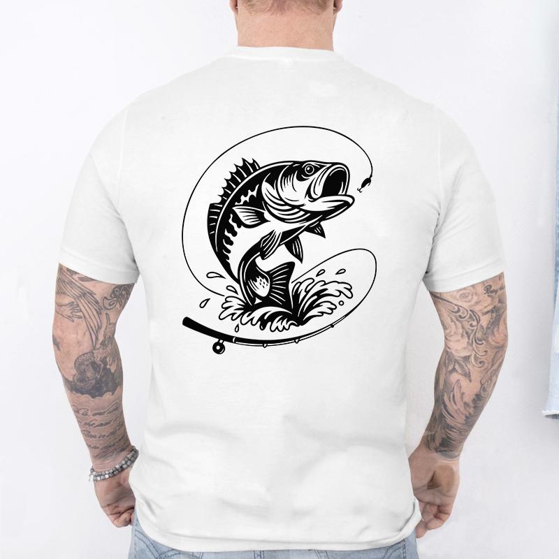 T-shirt per Amanti della Pesca da Uomo Cuore da Pescatore Stampa Pesce Persico Grafiche Magliette Casual a Manica Corta Abbigliamento Maschile Oversize