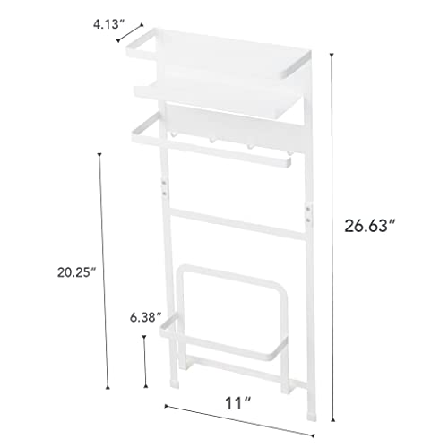 Yamazaki Magnetic Storage Rack for Next to Washing Machine, White, Approx. W28 x D11 x H67cm, Plate, Laundry Rack, Laundry Storage, 3309
