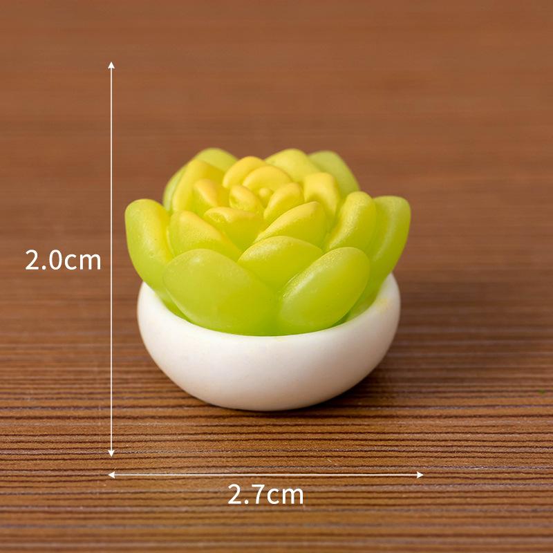 2Pcs Artificial Realistic Succulent Cactus Resin Potted Plants Dollhouse Miniature Desktop Decor Micro Landscape Ornaments