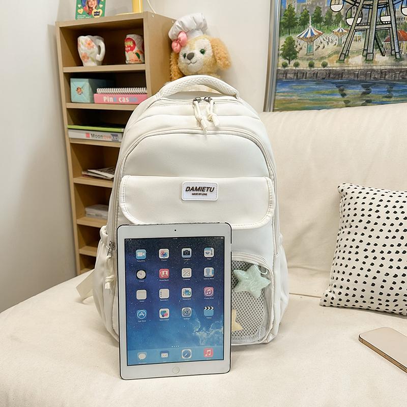 Campus Schoolbag Women's Large Capacity Backpack Student Solid Color Backpack