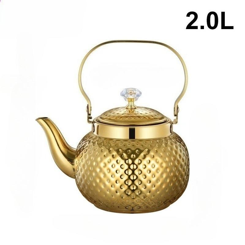 1.2/2L Edelstahl Teekanne mit Sieb Gehämmert Kugel Kessel Haushalt Induktionsherd Teekanne Teekanne