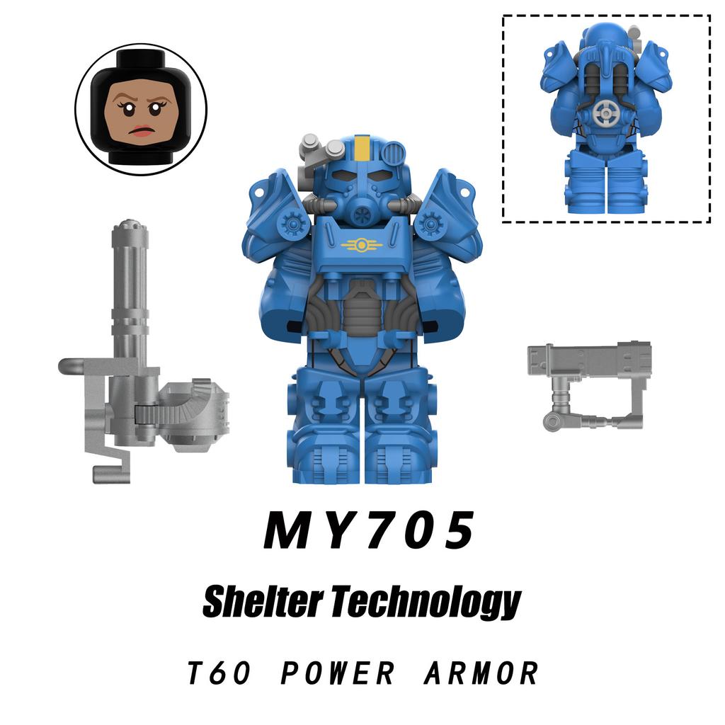 Neueste Bos Game T60 Power Rüstung Armee Offiziere Soldaten Figur Maschinengewehr Modell Bausteine Kinderspielzeug Geschenke Junge Mädchen Juguetes