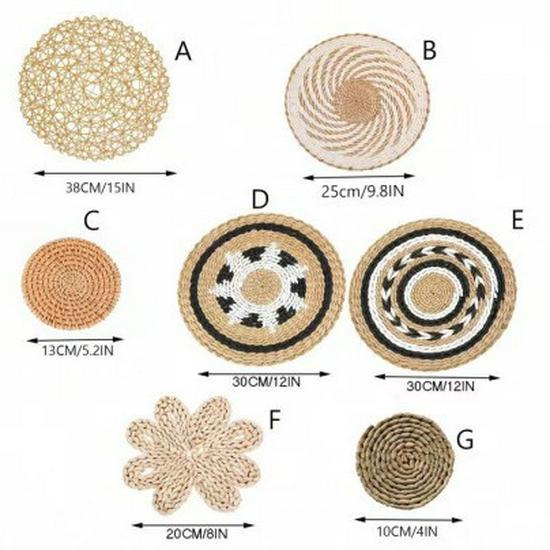 Bohemian Woven Wall Basket Set - Handwoven Hanging Decor for Living Room or Entrance