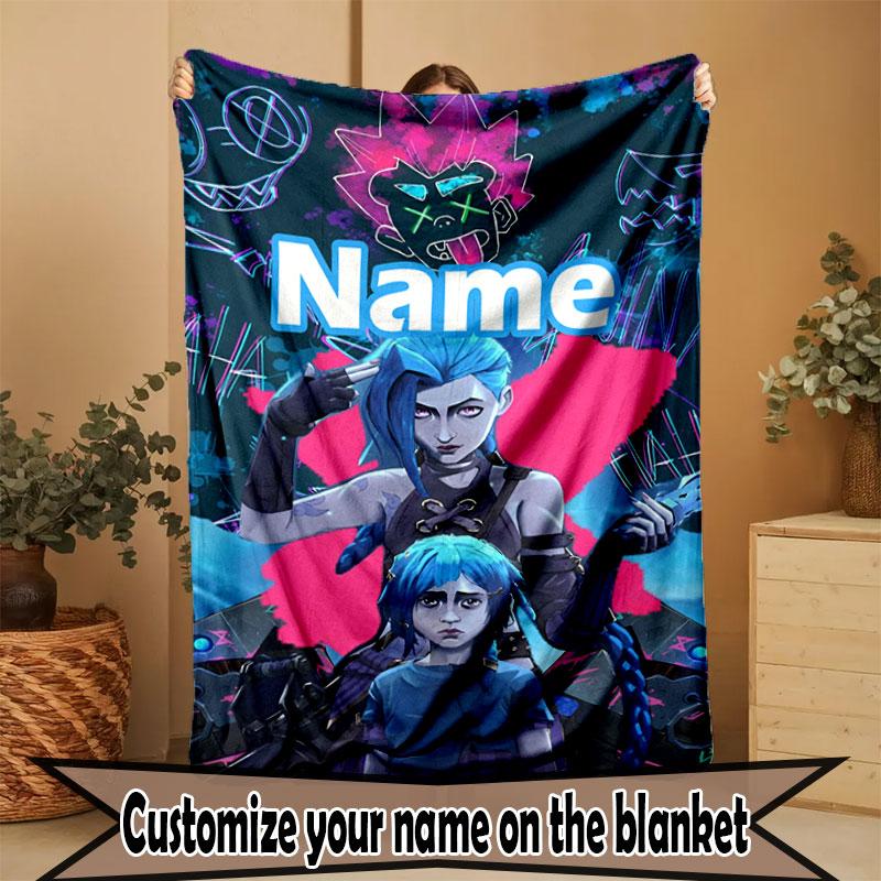 Custom Name Personalized Jinx Print Blanket, Home Decor, Bedroom, Sofa, Camping, Couch, Gifts for Birthday Christmas