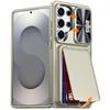 RFID Blocking Phone Case with Wallet Card Holder Raised Bezel and Sliding Lens Cover for Samsung Galaxy S25 Ultra-Purple