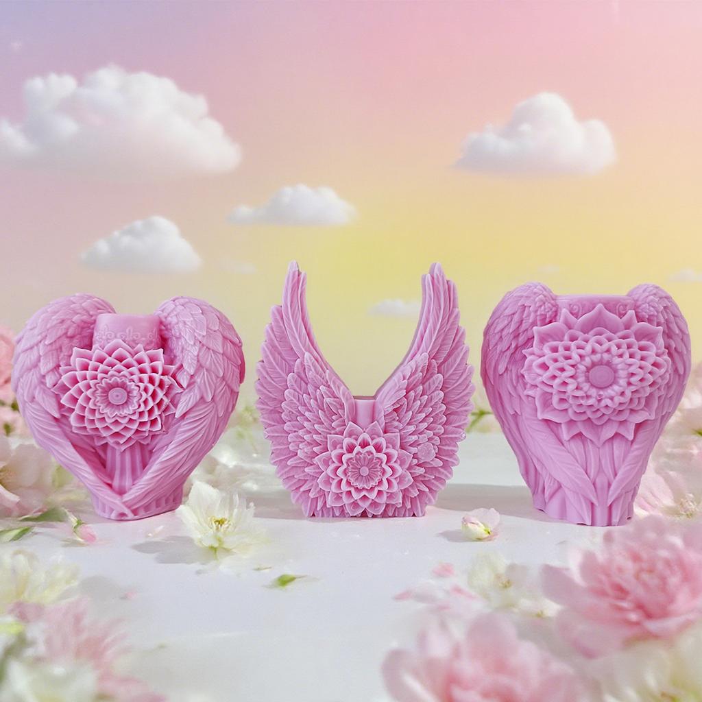 Flowers Wing Handmade Candle Mold DIY Aroma Plaster Resin Ornament Silicone Molds Soy Wax Candle Making Supplies