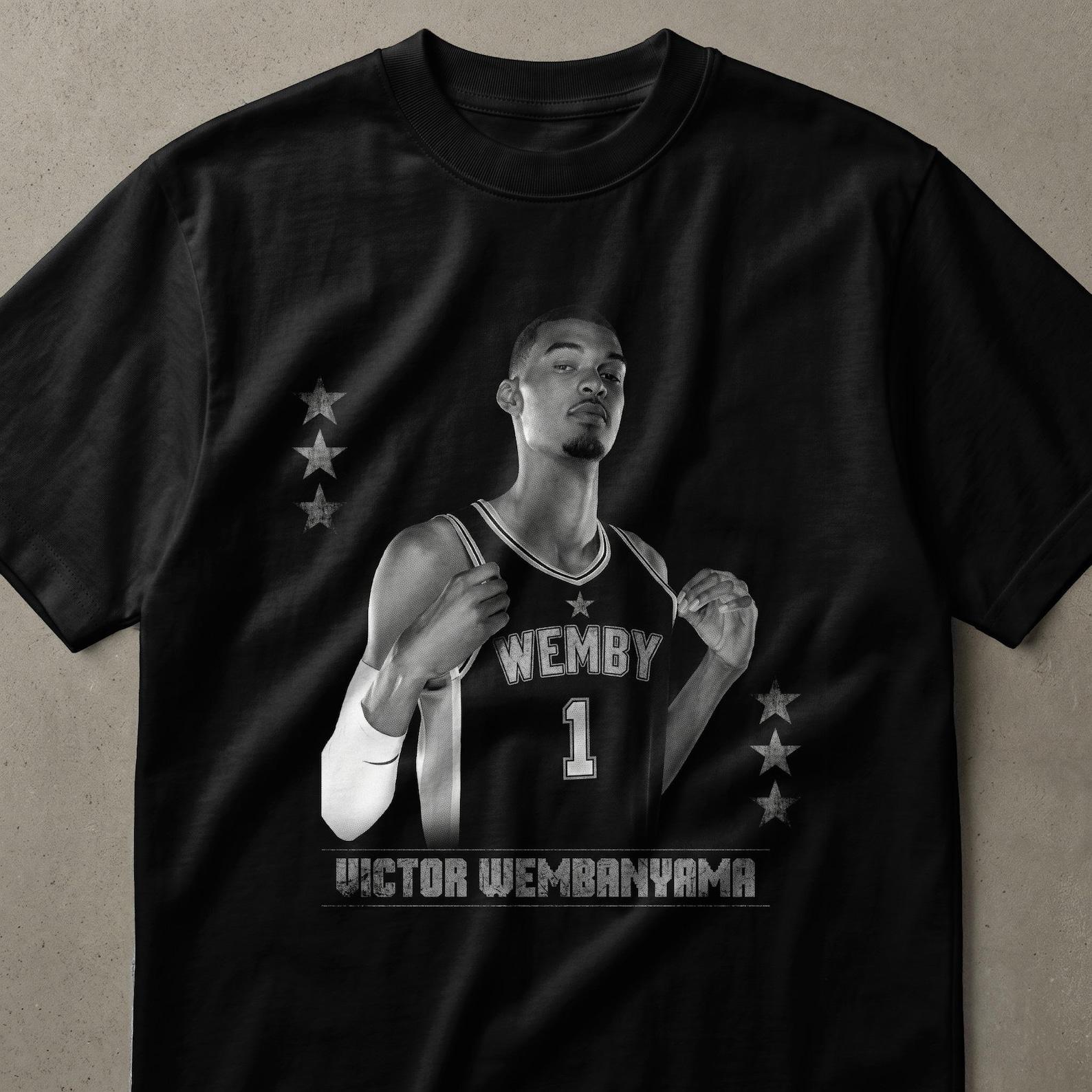 Victor Wembanyama Rookie T-Shirt | Wemby Basketball Fan Tee | Distressed Urban Sportswear Apparel Gift S
